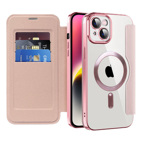Husa de protectie Techsuit SmartMag Book compatibil cu iPhone 14 Plus, Roz