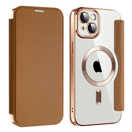Husa de protectie Techsuit SmartMag Book compatibil cu iPhone 14 Plus, Maro