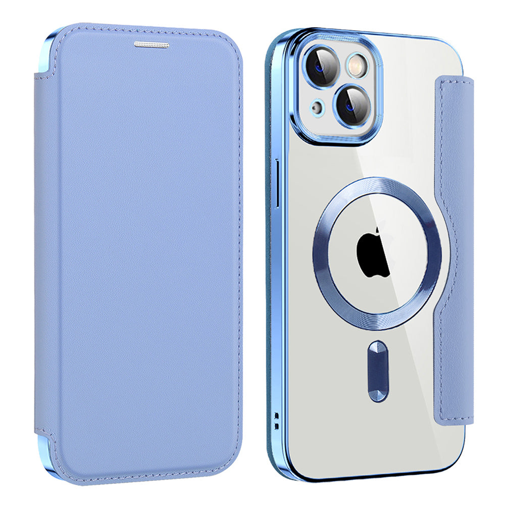 Husa de protectie Techsuit SmartMag Book compatibil cu iPhone 14 Plus, Albastru Deschis