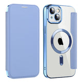 Husa de protectie Techsuit SmartMag Book compatibil cu iPhone 14 Plus, Albastru Deschis