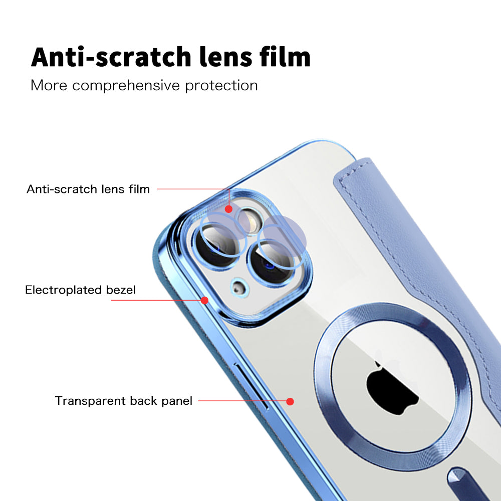 Husa de protectie Techsuit SmartMag Book compatibil cu iPhone 14 Plus, Albastru Deschis
