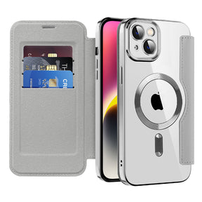 Husa de protectie Techsuit SmartMag Book compatibil cu iPhone 14 Plus, Gri