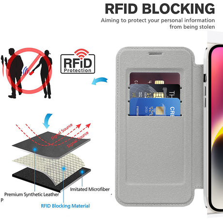 Husa de protectie Techsuit SmartMag Book compatibil cu iPhone 14 Plus, Gri