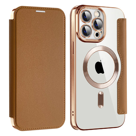 Husa de protectie Techsuit SmartMag Book compatibil cu iPhone 14 Pro Max, Maro