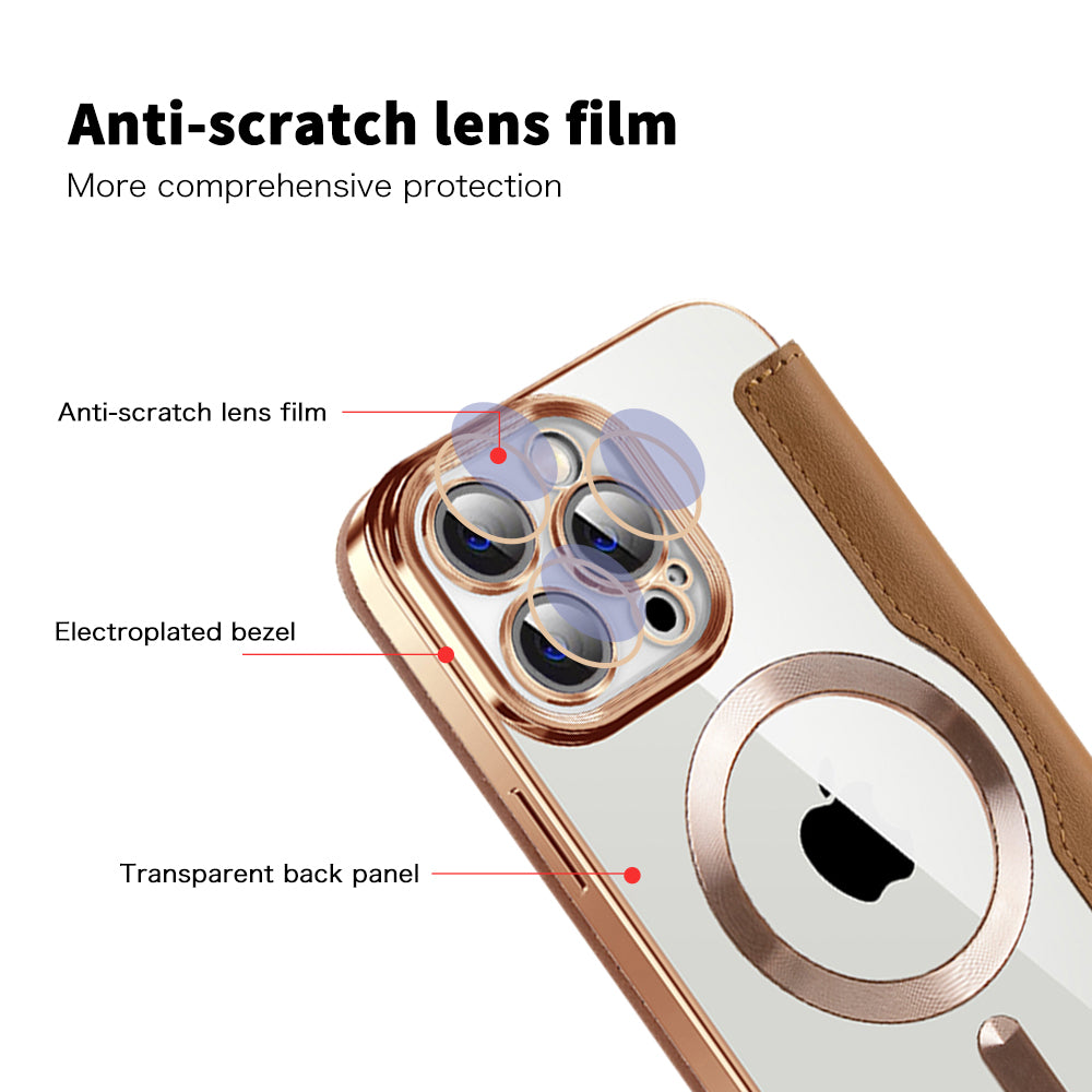 Husa de protectie Techsuit SmartMag Book compatibil cu iPhone 14 Pro Max, Maro