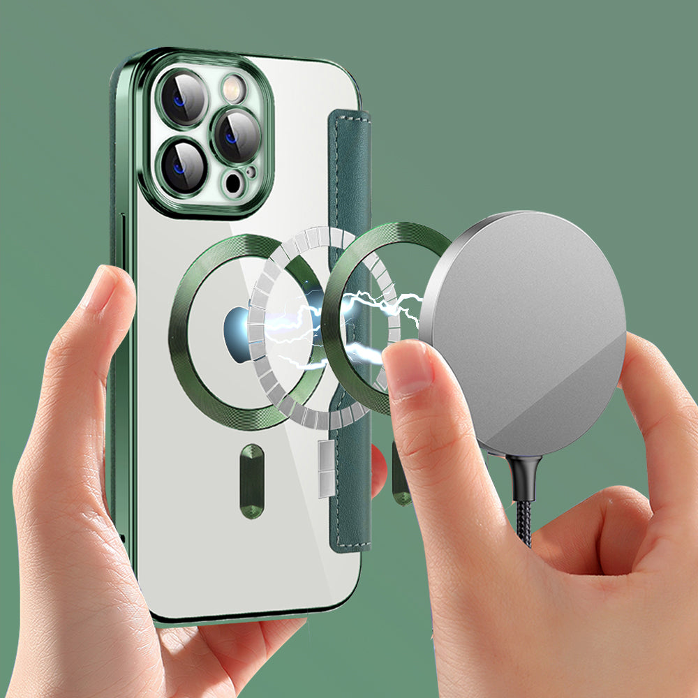 Husa de protectie Techsuit SmartMag Book compatibil cu iPhone 14 Pro Max, Verde