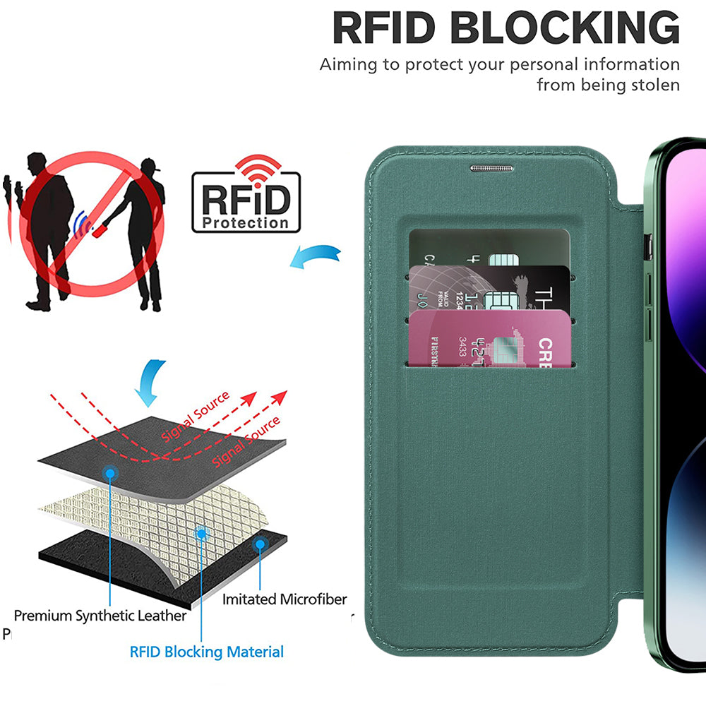 Husa de protectie Techsuit SmartMag Book compatibil cu iPhone 14 Pro Max, Verde