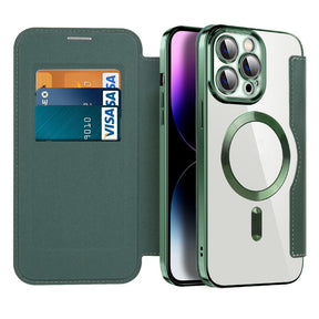 Husa de protectie Techsuit SmartMag Book compatibil cu iPhone 14 Pro Max, Verde