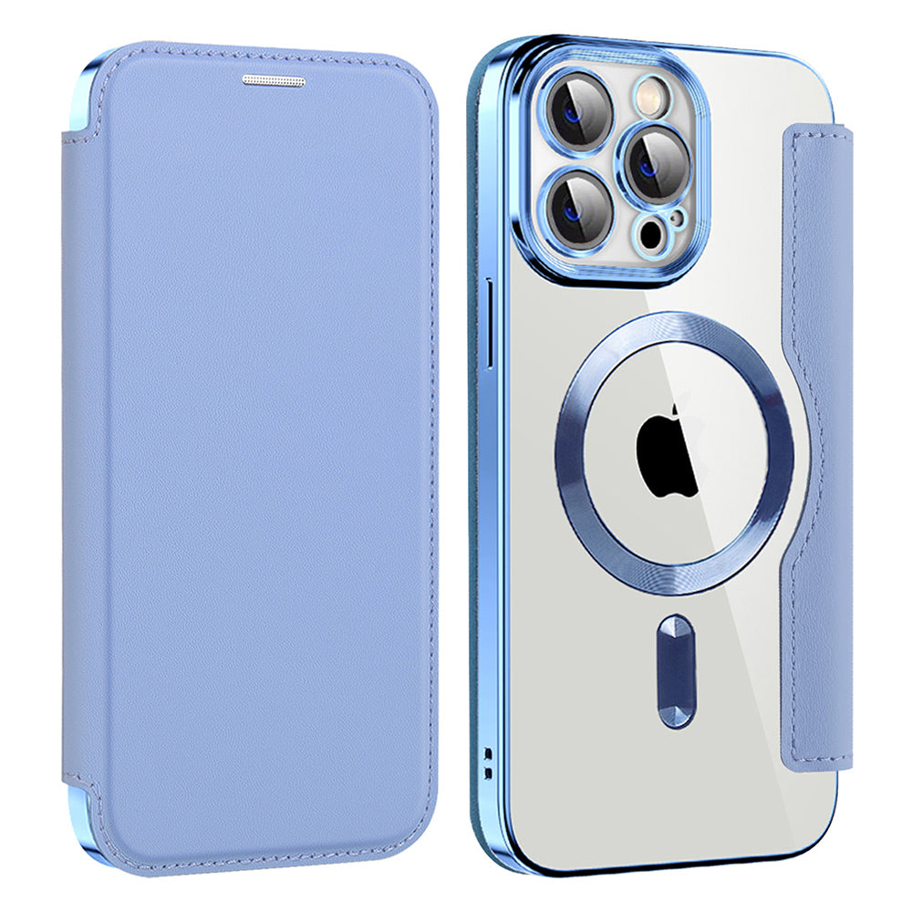 Husa de protectie Techsuit SmartMag Book compatibil cu iPhone 14 Pro Max, Albastru Deschis