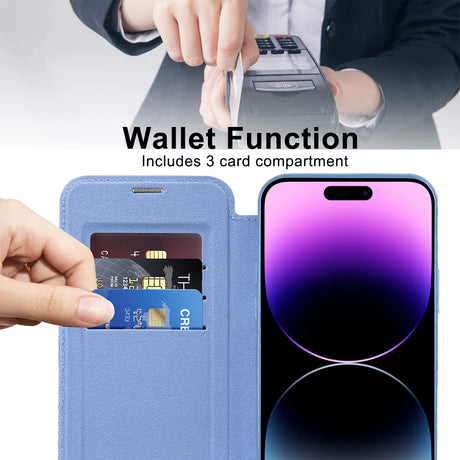 Husa de protectie Techsuit SmartMag Book compatibil cu iPhone 14 Pro Max, Albastru Deschis