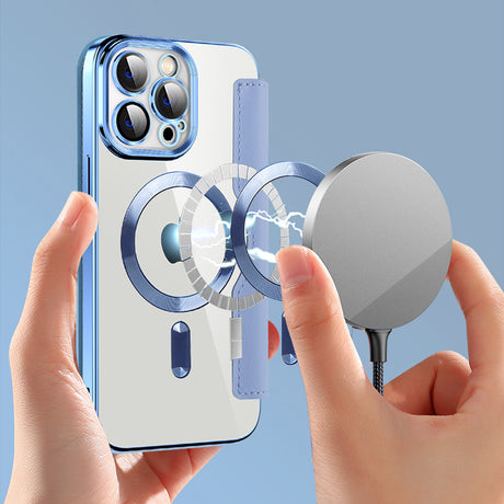 Husa de protectie Techsuit SmartMag Book compatibil cu iPhone 14 Pro Max, Albastru Deschis