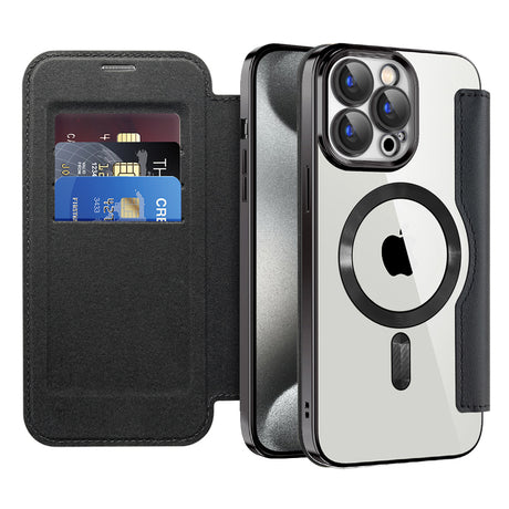 Husa de protectie Techsuit SmartMag Book compatibil cu iPhone 15 Pro, Negru