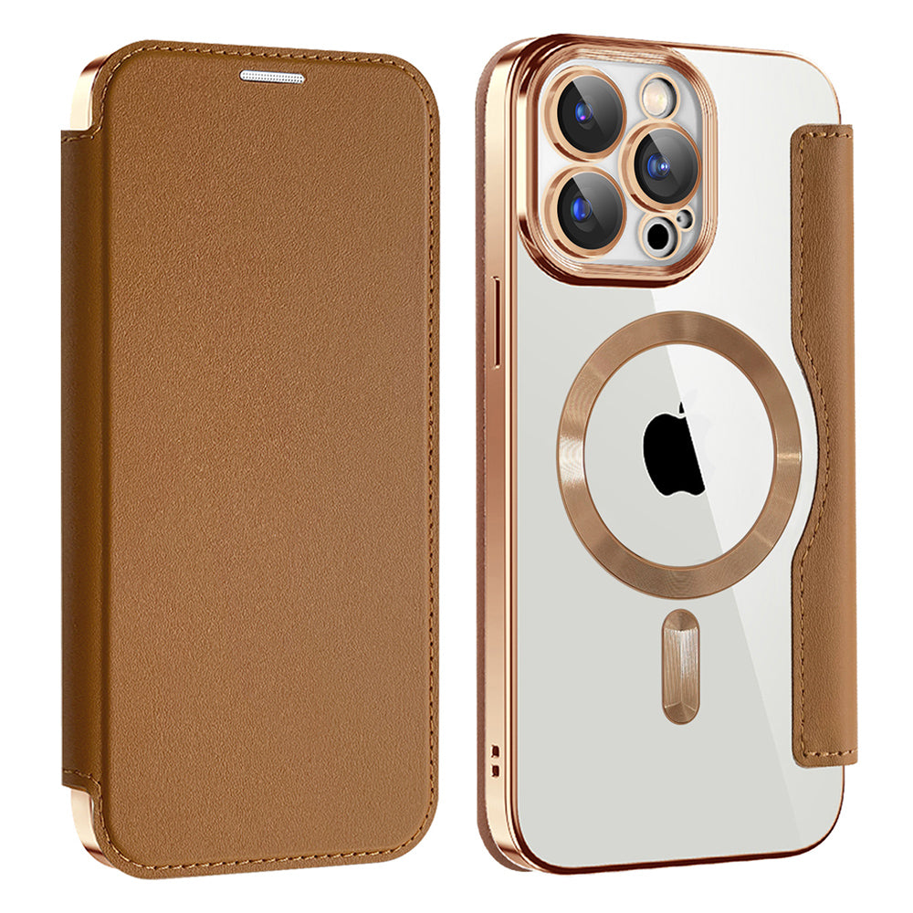 Husa de protectie Techsuit SmartMag Book compatibil cu iPhone 15 Pro, Maro