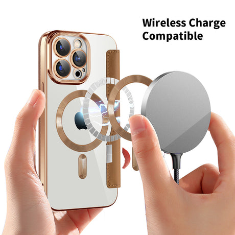 Husa de protectie Techsuit SmartMag Book compatibil cu iPhone 15 Pro, Maro