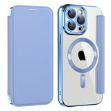 Husa de protectie Techsuit SmartMag Book compatibil cu iPhone 15 Pro, Albastru Deschis