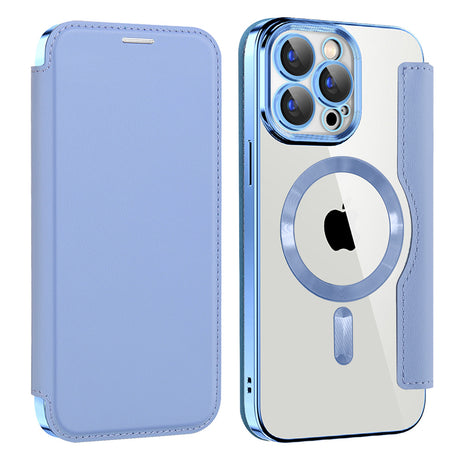 Husa de protectie Techsuit SmartMag Book compatibil cu iPhone 15 Pro, Albastru Deschis