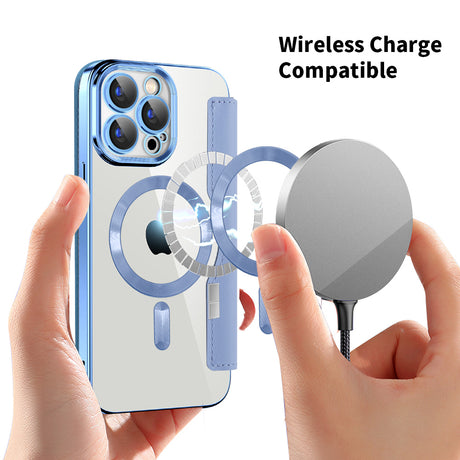 Husa de protectie Techsuit SmartMag Book compatibil cu iPhone 15 Pro, Albastru Deschis
