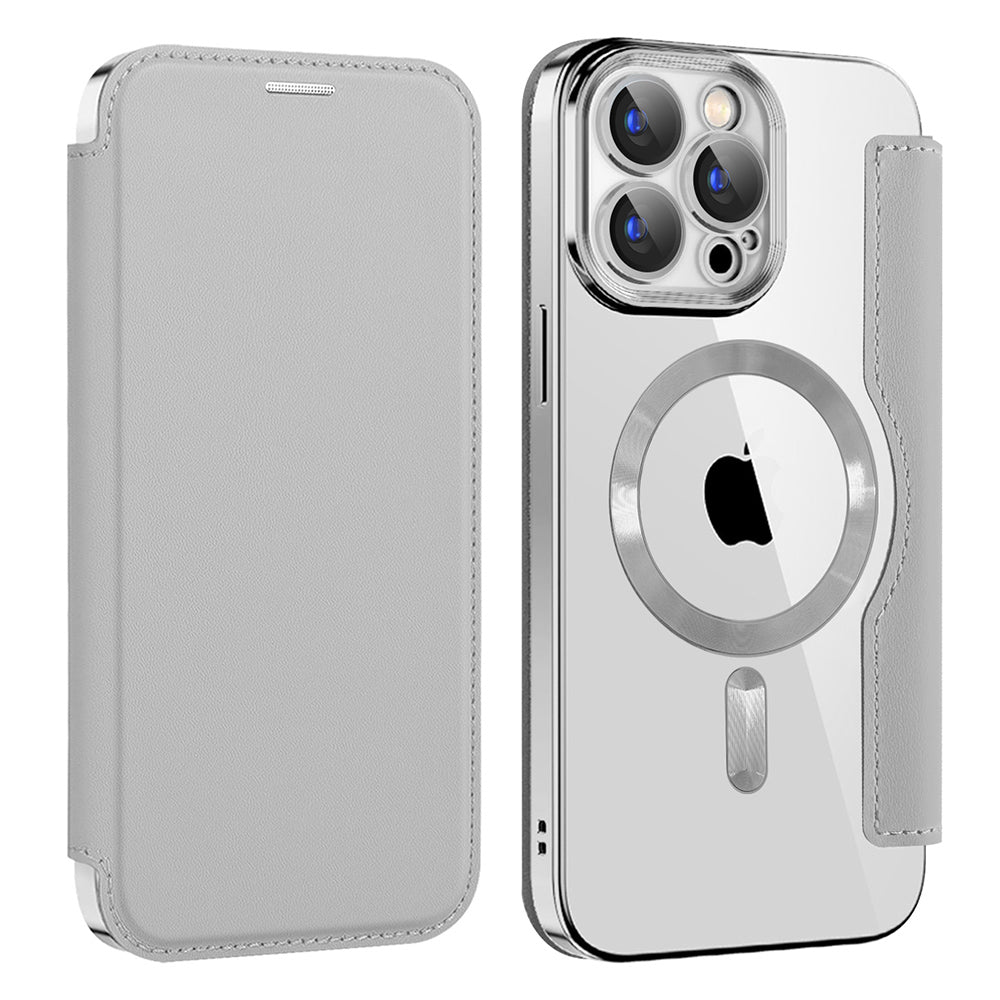 Husa de protectie Techsuit SmartMag Book compatibil cu iPhone 15 Pro, Gri