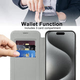 Husa de protectie Techsuit SmartMag Book compatibil cu iPhone 15 Pro, Gri