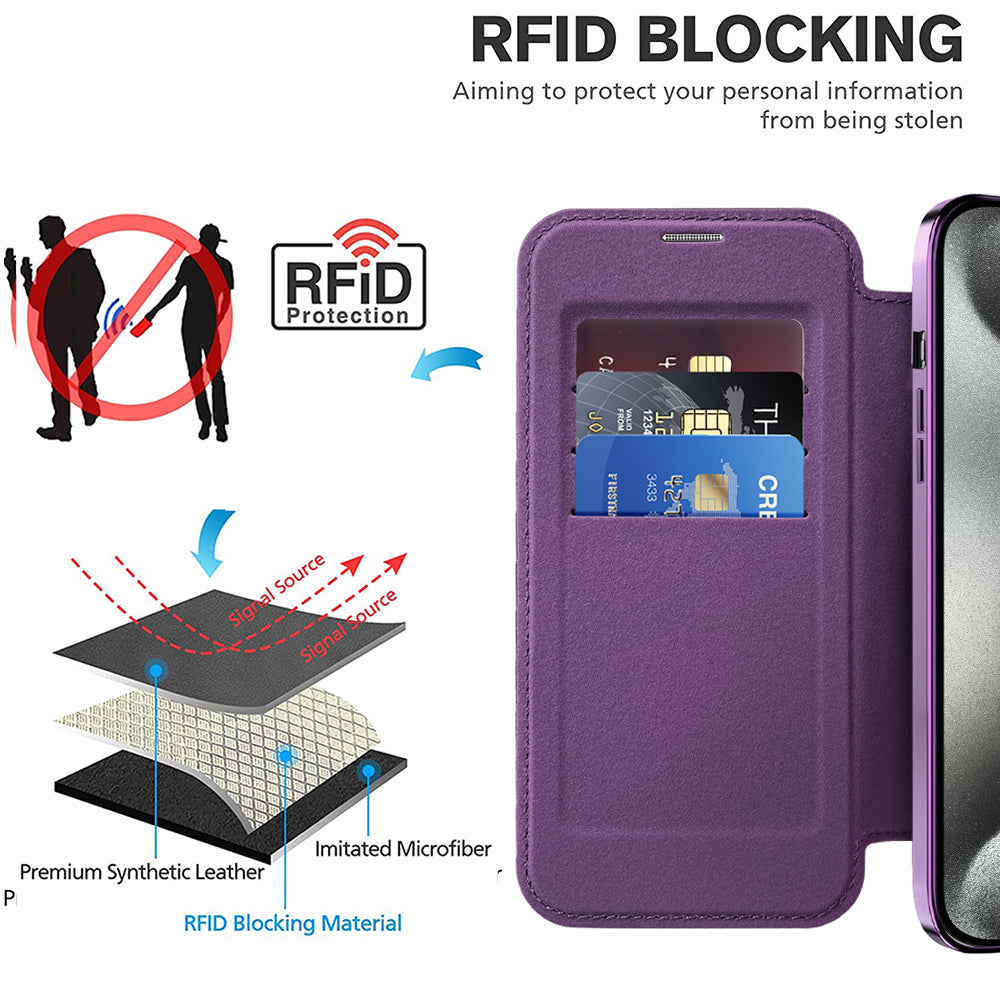 Husa de protectie Techsuit SmartMag Book compatibil cu iPhone 15 Pro, Mov