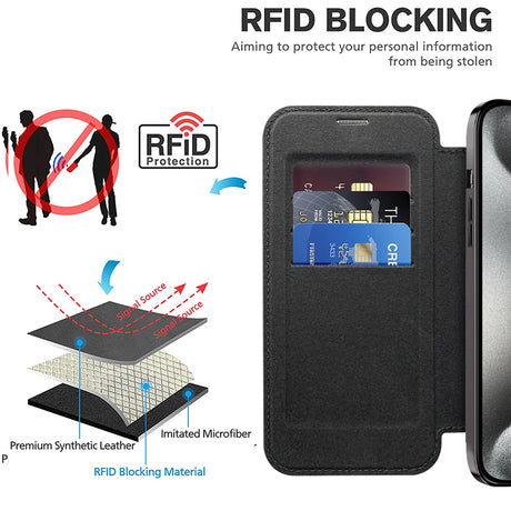 Husa de protectie Techsuit SmartMag Book compatibil cu iPhone 15 Pro Max, Negru