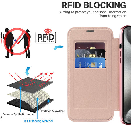Husa de protectie Techsuit SmartMag Book compatibil cu iPhone 15 Pro Max, Roz