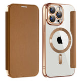 Husa de protectie Techsuit SmartMag Book compatibil cu iPhone 15 Pro Max, Maro
