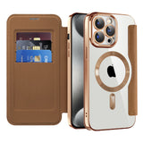 Husa de protectie Techsuit SmartMag Book compatibil cu iPhone 15 Pro Max, Maro