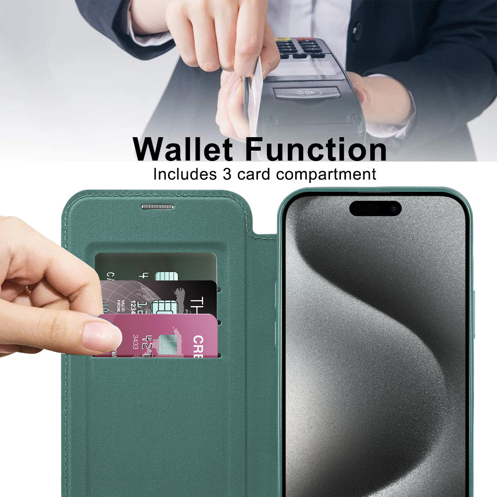Husa de protectie Techsuit SmartMag Book compatibil cu iPhone 15 Pro Max, Verde