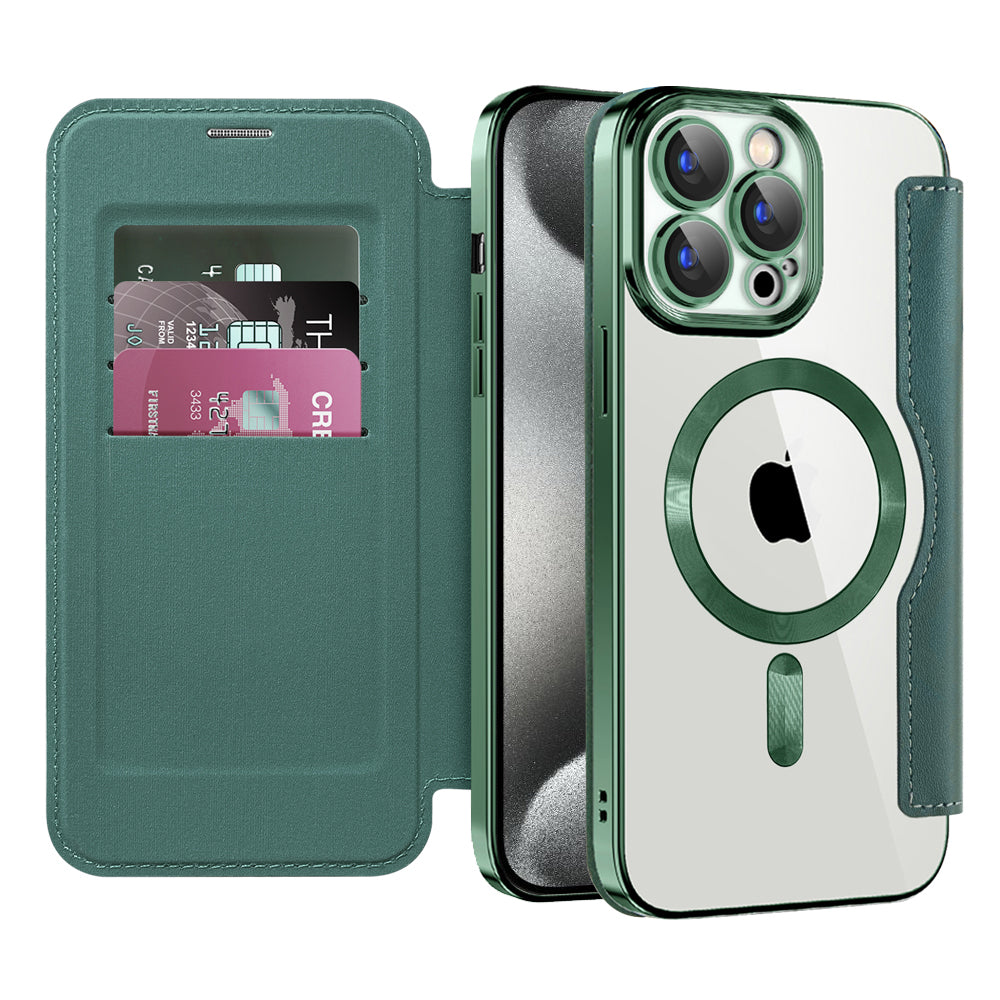 Husa de protectie Techsuit SmartMag Book compatibil cu iPhone 15 Pro Max, Verde