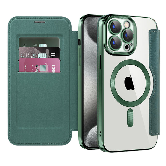 Husa de protectie Techsuit SmartMag Book compatibil cu iPhone 15 Pro Max, Verde