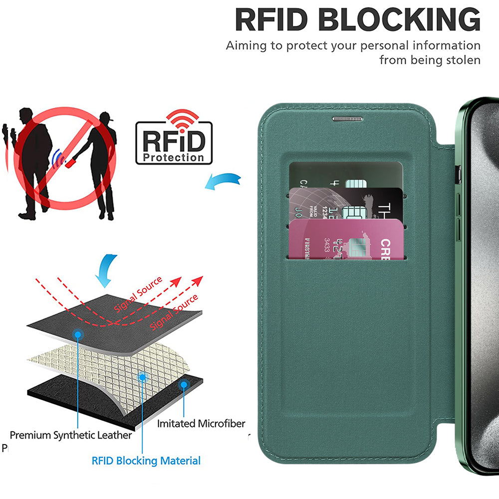Husa de protectie Techsuit SmartMag Book compatibil cu iPhone 15 Pro Max, Verde