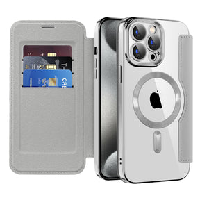 Husa de protectie Techsuit SmartMag Book compatibil cu iPhone 15 Pro Max, Gri