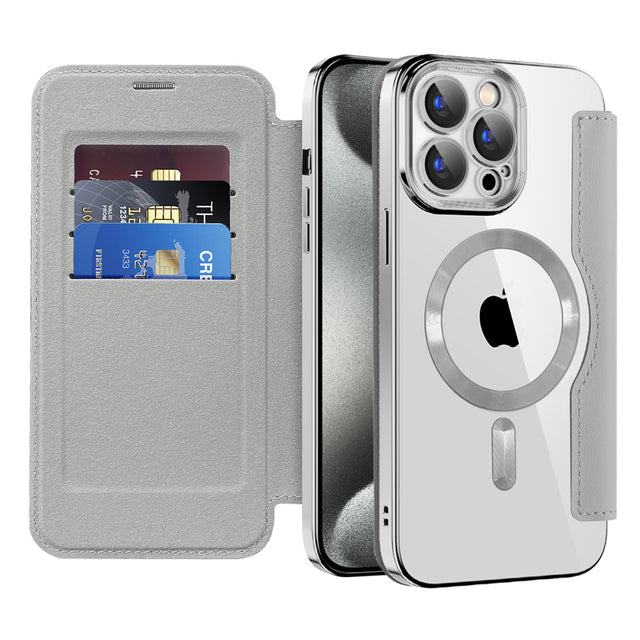 Husa de protectie Techsuit SmartMag Book compatibil cu iPhone 15 Pro Max, Gri