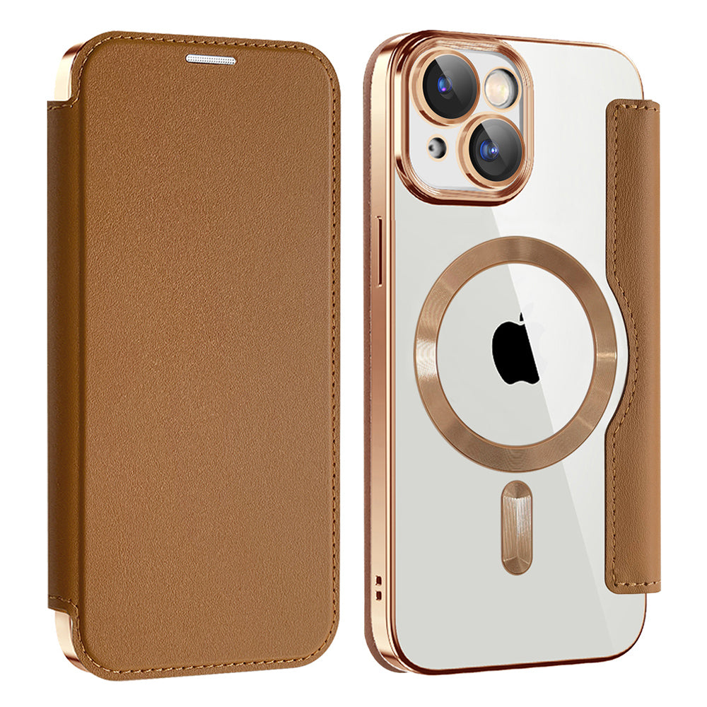 Husa de protectie Techsuit SmartMag Book compatibil cu iPhone 15, Maro