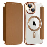 Husa de protectie Techsuit SmartMag Book compatibil cu iPhone 15, Maro
