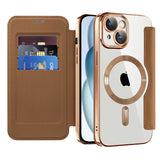 Husa de protectie Techsuit SmartMag Book compatibil cu iPhone 15, Maro