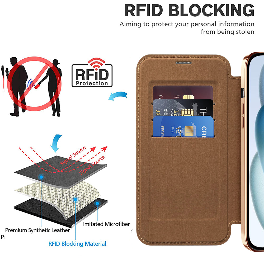 Husa de protectie Techsuit SmartMag Book compatibil cu iPhone 15, Maro