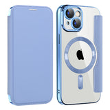 Husa de protectie Techsuit SmartMag Book compatibil cu iPhone 15, Albastru Deschis