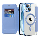 Husa de protectie Techsuit SmartMag Book compatibil cu iPhone 15, Albastru Deschis