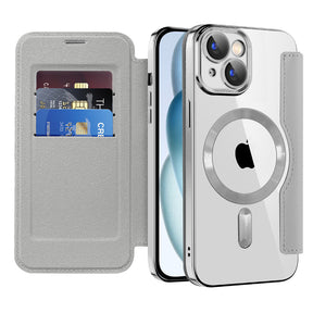 Husa de protectie Techsuit SmartMag Book compatibil cu iPhone 15, Gri