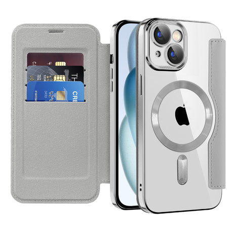 Husa de protectie Techsuit SmartMag Book compatibil cu iPhone 15, Gri