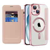 Husa de protectie Techsuit SmartMag Book compatibil cu iPhone 15 Plus, Roz