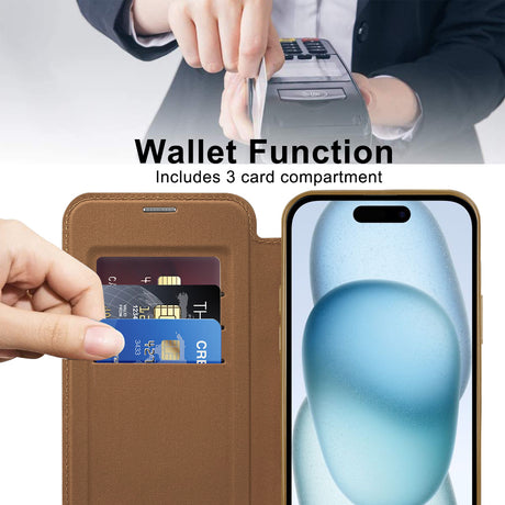 Husa de protectie Techsuit SmartMag Book compatibil cu iPhone 15 Plus, Maro