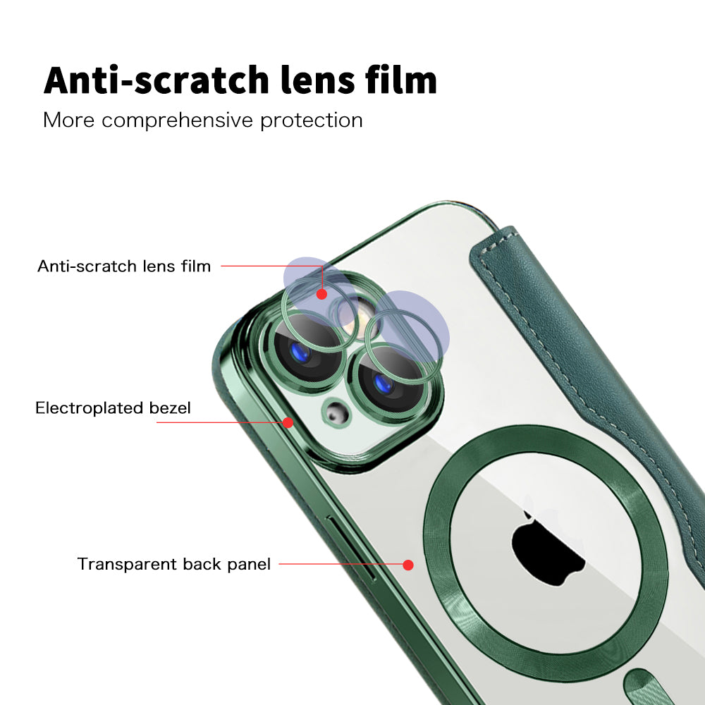 Husa de protectie Techsuit SmartMag Book compatibil cu iPhone 15 Plus, Verde