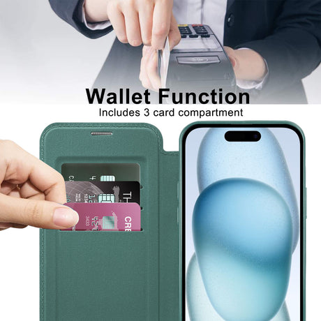 Husa de protectie Techsuit SmartMag Book compatibil cu iPhone 15 Plus, Verde