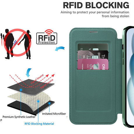 Husa de protectie Techsuit SmartMag Book compatibil cu iPhone 15 Plus, Verde