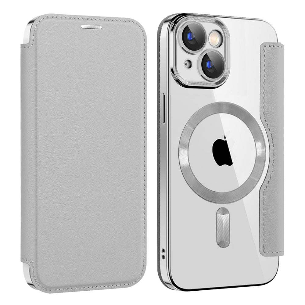 Husa de protectie Techsuit SmartMag Book compatibil cu iPhone 15 Plus, Gri