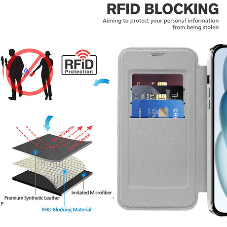 Husa de protectie Techsuit SmartMag Book compatibil cu iPhone 15 Plus, Gri