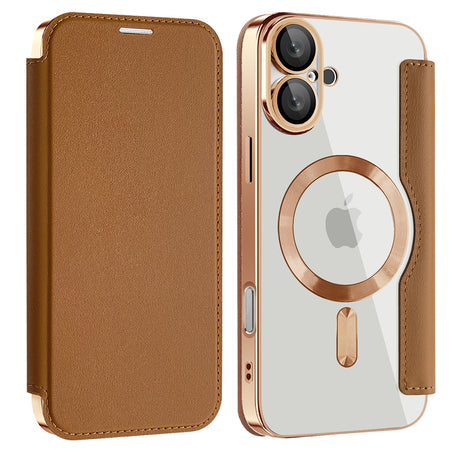 Husa de protectie Techsuit SmartMag Book compatibil cu iPhone 16, Maro